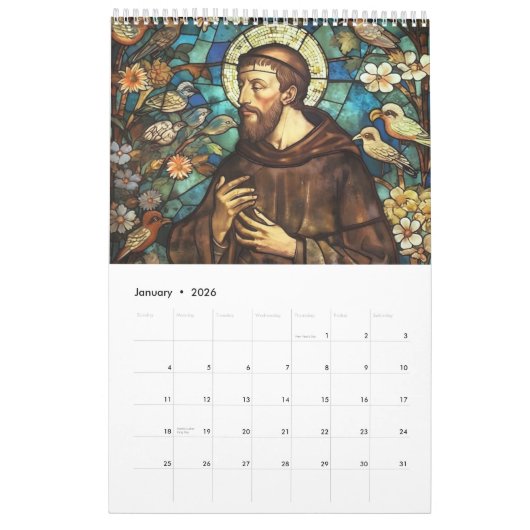 Saint Francis of Assisi – Inspirational Faith  カレンダー (1月 2026)