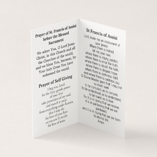 Saint Francis of Assisi Prayer Card (内部)