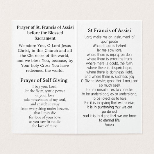 Saint Francis of Assisi Prayer Card  (内部フラット)