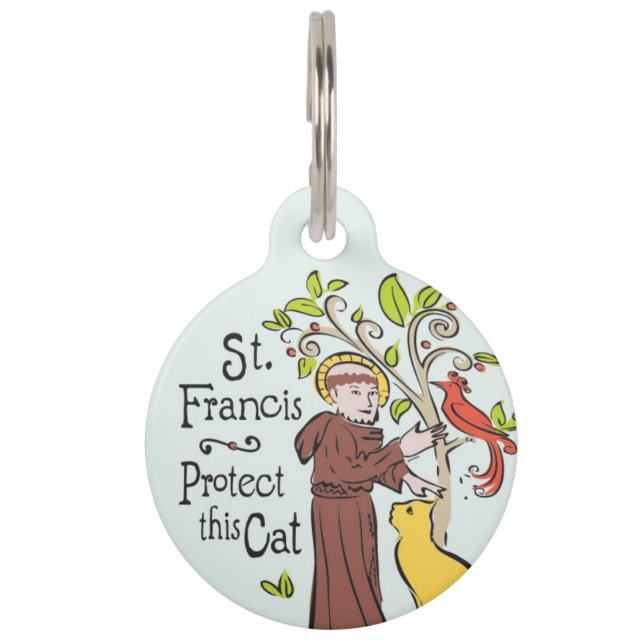 Saint Francis of Assissiこ保護の猫、猫のラベル ペット　ネームタグ (正面)