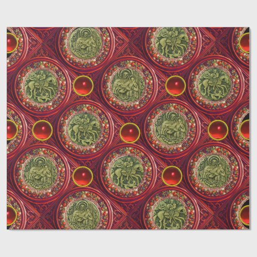 SAINT GEORGE, DRAGON /マドンナとCHILD RED Ruby ラッピングペーパー (フラット)