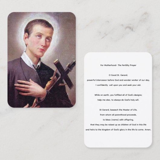 Saint Gerard Majella Fertility Prayer Card 名刺 (正面/裏面)