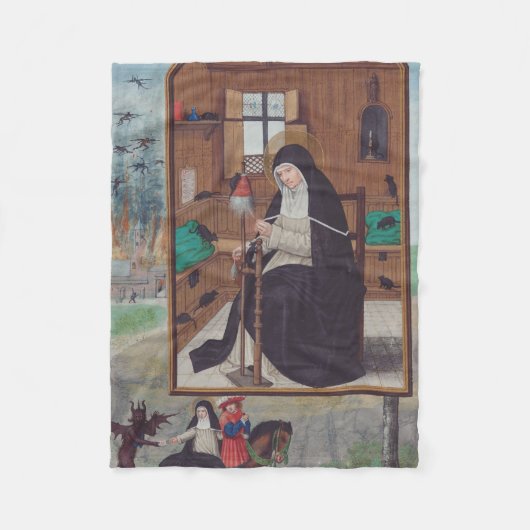 Saint Gertrude of Helfta by Simon Bening フリースブランケット (正面)