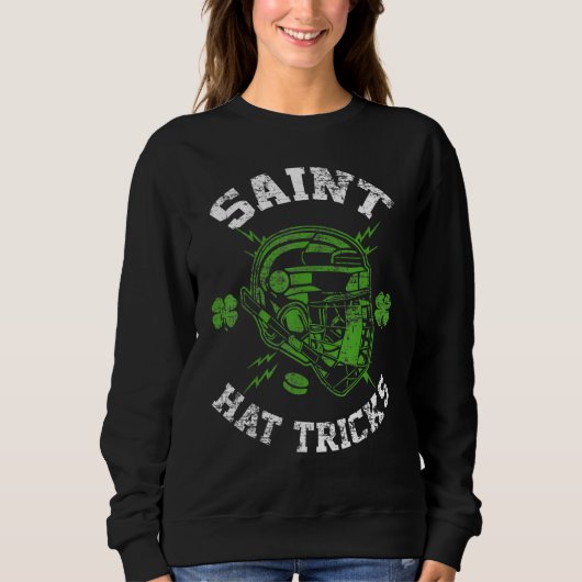 Saint Hat Tricks Leprechaun Lover Hockey St. Patri スウェットシャツ (正面)
