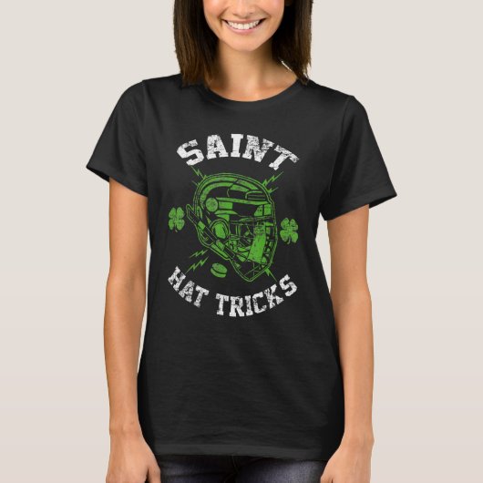 Saint Hat Tricks Leprechaun Lover Hockey St. Patri Tシャツ (正面)