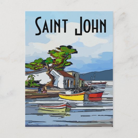 Saint John Island，編集文字 ポストカード (正面)