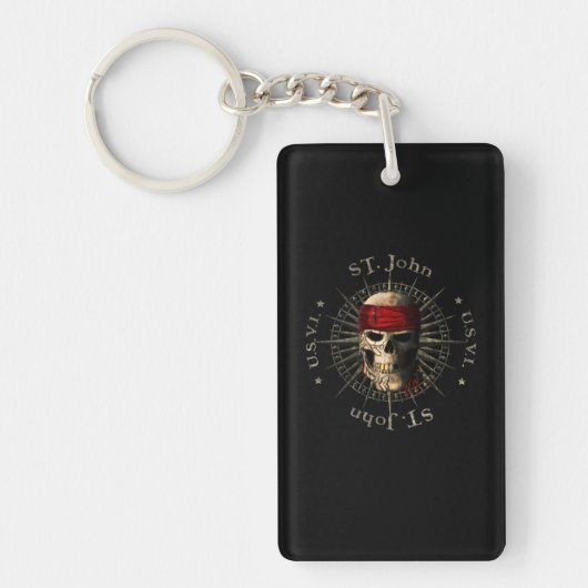 Saint John USVI Pirate Skull キーホルダー (正面)