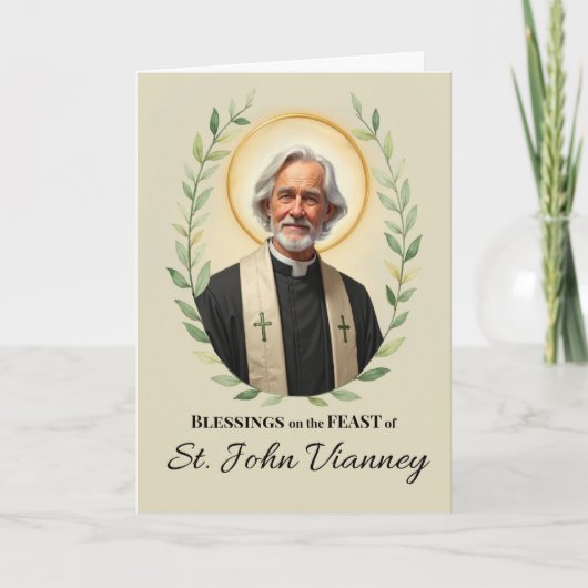 Saint John Vianney Feast Day Blessings Wreath カード (正面)
