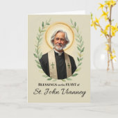 Saint John Vianney Feast Day Blessings Wreath カード (黄色い花)