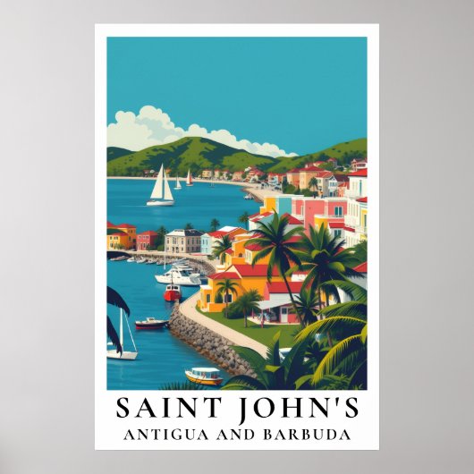Saint John's Antigua and Barbuda Vintage Travel ポスター (正面)