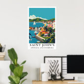 Saint John's Antigua and Barbuda Vintage Travel ポスター (ホームオフィス)