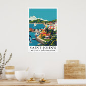 Saint John's Antigua and Barbuda Vintage Travel ポスター (キッチン)