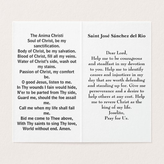 Saint José Sánchez del Rio Prayer Card (内部フラット)