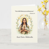 Saint Kateri Tekakwitha God's Peace and Blessings カード (黄色い花)