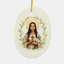 Saint Kateri Tekakwitha God's Peace and Blessings セラミックオーナメント