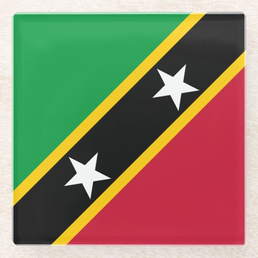 Saint Kitts and Nevis Flag ガラスコースター (正面)
