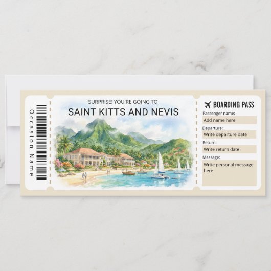 Saint Kitts and Nevis Trip Boarding Pass Ticket 招待状 (正面)