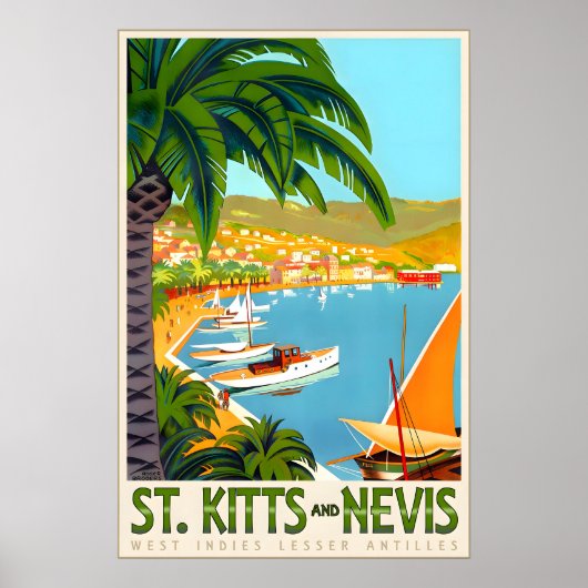 Saint Kitts and Nevis West Indies Caribbean Travel ポスター (正面)