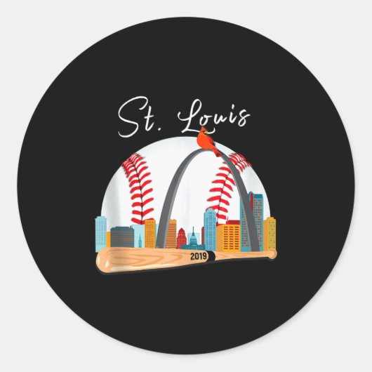 Saint Louis Red Cardinal New Skyline Ball Design T ラウンドシール (正面)