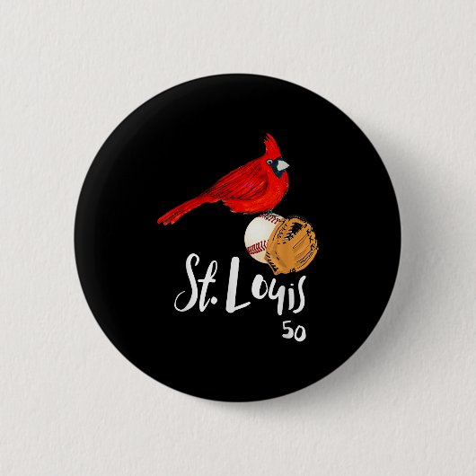 Saint Louis Red Cardinal Number 50 Baseball Art  缶バッジ (正面)