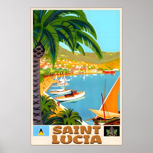 Saint Lucia Caribbean West Indies Travel Poster ポスター (正面)