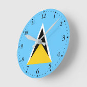 Saint Lucia Flag ラウンド壁時計 (傾斜)