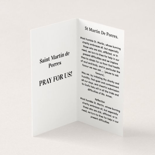 Saint Martin of Porres Prayer Card (内部)