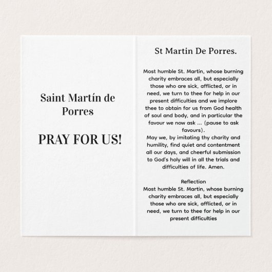 Saint Martin of Porres Prayer Card (内部フラット)