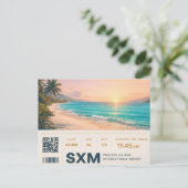 Saint Martin SXM Boarding Pass Sunset ポストカード (スタンド正面)