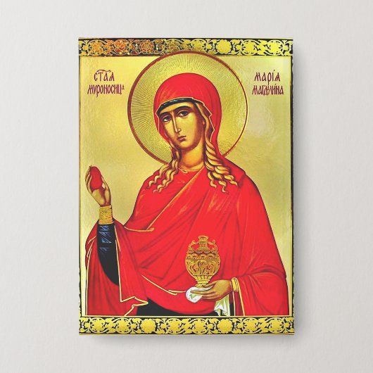 Saint Mary Magdalene orthodox icon 缶バッジ (正面)
