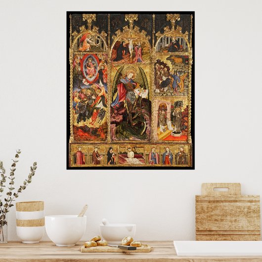 Saint Michael Altarpiece The ArchAngel Poster ポスター (キッチン)