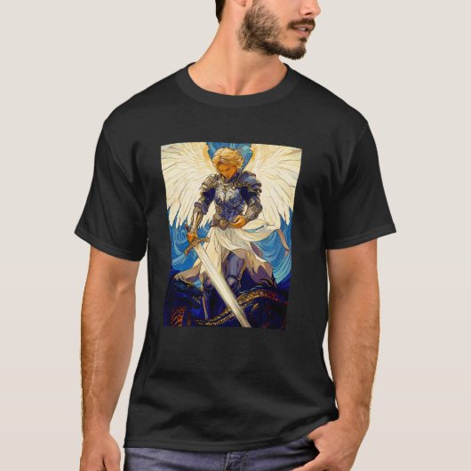 Saint Michael Archangel  Catholic Christian Women  Tシャツ (正面)