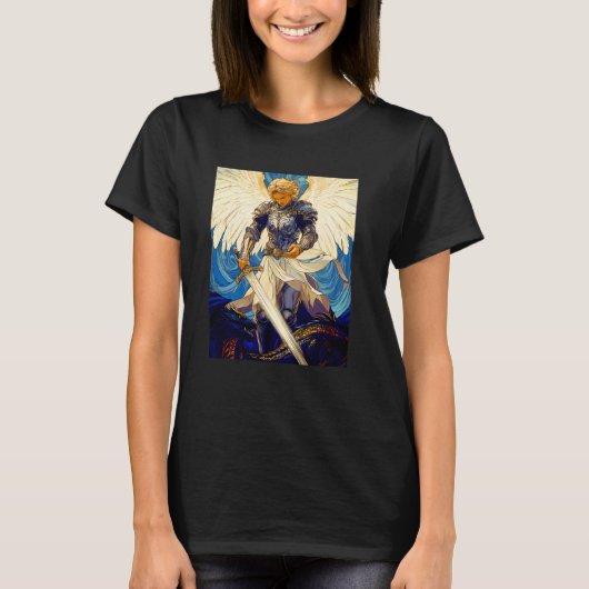 Saint Michael Archangel  Catholic Christian Women  Tシャツ (正面)