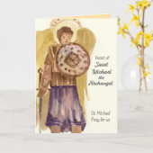 Saint Michael Archangel Catholic Feast Day カード (黄色い花)