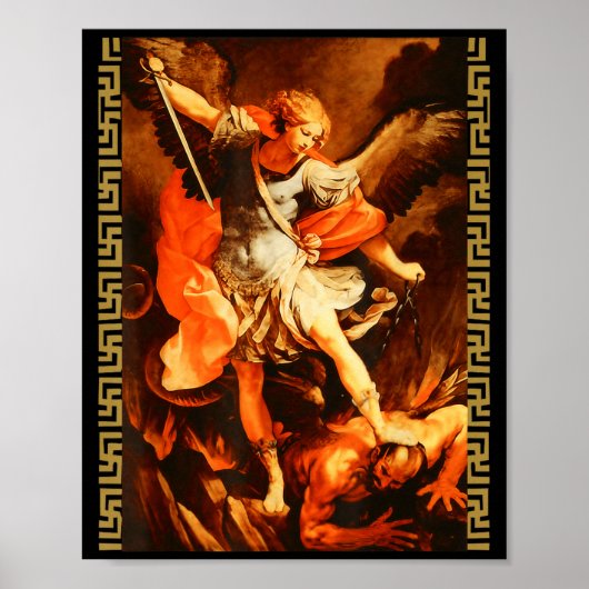 Saint Michael Defeating Satan Archangel Warrior  ポスター (正面)