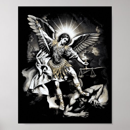Saint Michael Defeating Satan Archangel Warrior  ポスター (正面)