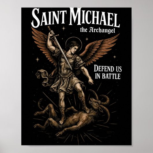 Saint Michael Defend Us In Battle Archangel Christ ポスター (正面)