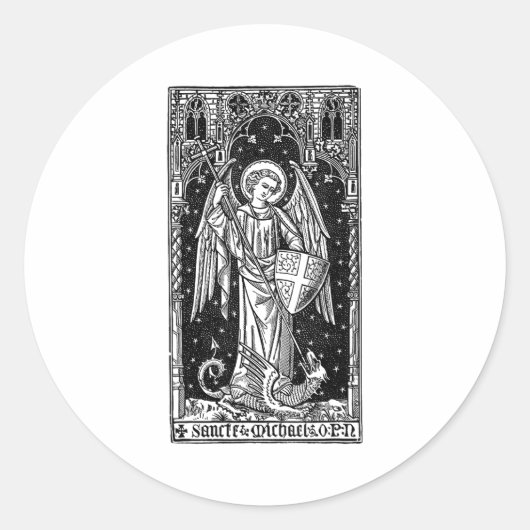 Saint Michael The Archangel Defeating Satan Christ ラウンドシール (正面)