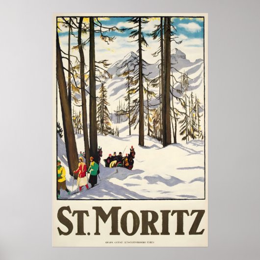 Saint Moritz Alpine Resort Switzerland Winter Ski ポスター (正面)