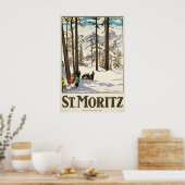 Saint Moritz Alpine Resort Switzerland Winter Ski ポスター (キッチン)
