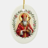 Saint Nicholas God's Peace and Blessings Scripture セラミックオーナメント (正面)
