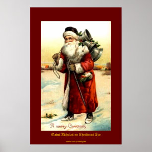 SAINT NICHOLAS on CHRISTMAS EVE Vintage Print ポスター