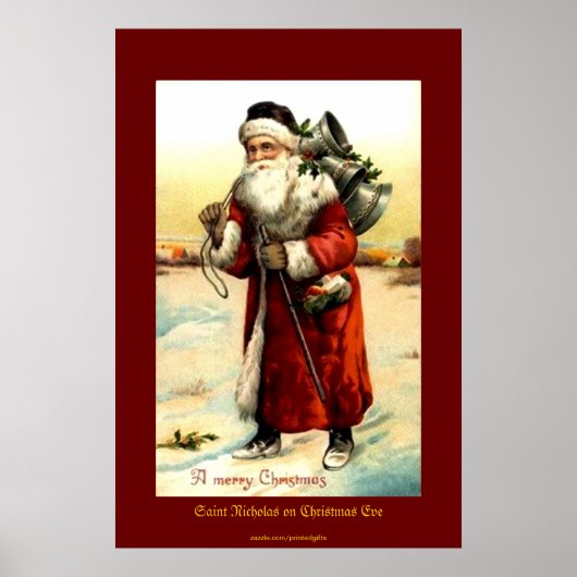 SAINT NICHOLAS on CHRISTMAS EVE Vintage Print ポスター (正面)