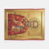 Saint Nicholas orthodox  icon フリースブランケット (正面(横))