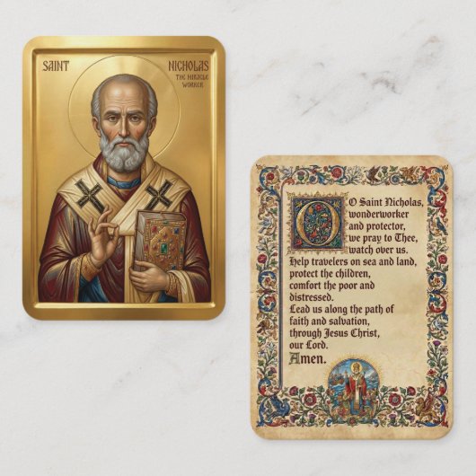 Saint Nicholas prayer card 名刺 (正面/裏面)
