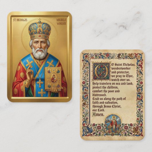 Saint Nicholas prayer card 名刺 (正面/裏面)