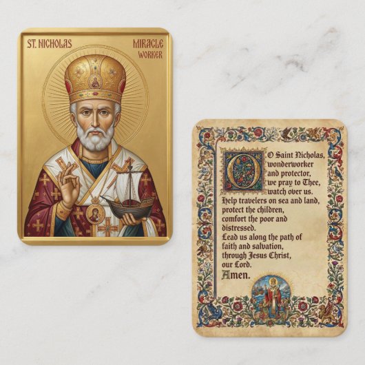 Saint Nicholas prayer card 名刺 (正面/裏面)