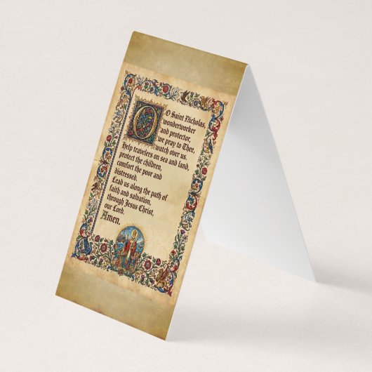 Saint Nicholas prayer card 名刺 (裏面)
