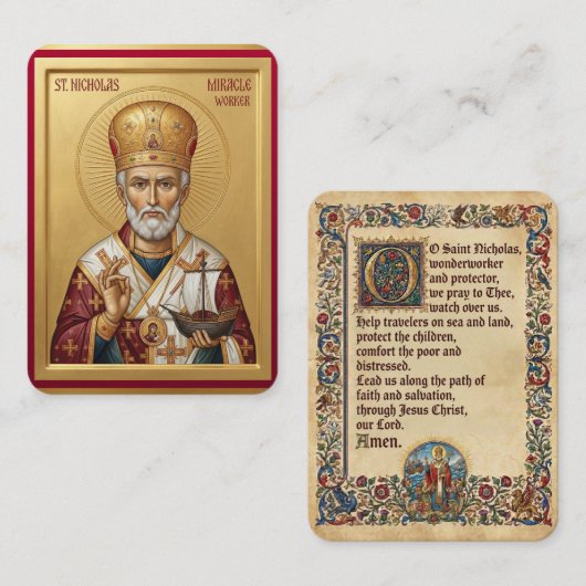 Saint Nicholas prayer card 名刺 (正面/裏面)