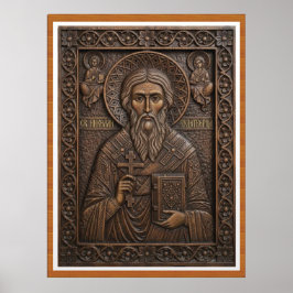 Saint Nicholas,Virgin new wood orthodox letters ポスター